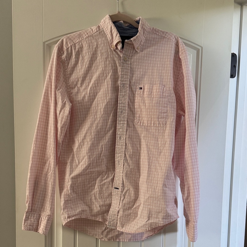 Tommy Hilfiger Men’s Light Pink Gingham Button-Down Shirt